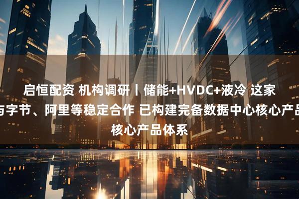 启恒配资 机构调研丨储能+HVDC+液冷 这家公司与字节、阿里等稳定合作 已构建完备数据中心核心产品体系
